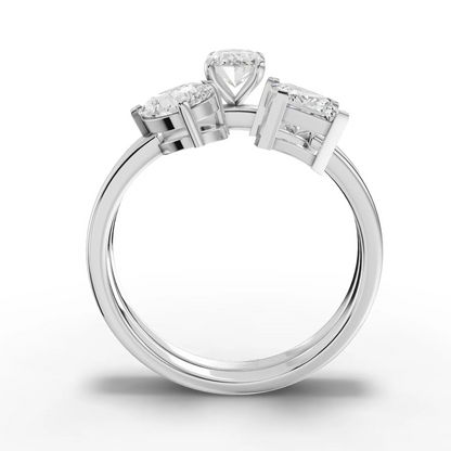1.30 Carat Three-Stone Moissanite Diamond Ring Set
