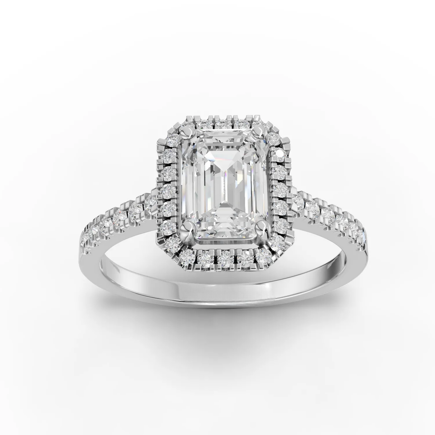 1 Carat Center Emerald Cut Moissanite Diamond Engagement Ring