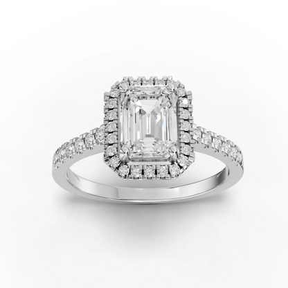 1 Carat Center Emerald Cut Moissanite Diamond Engagement Ring