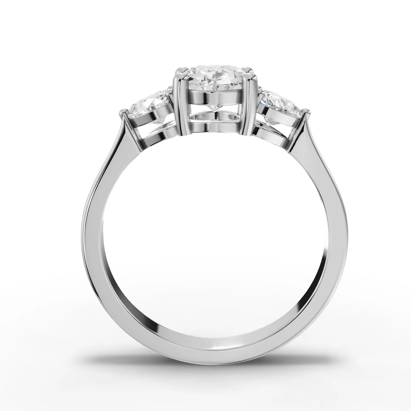 1 Carat Center Oval, Heart Cut Moissanite Diamond Engagement Ring