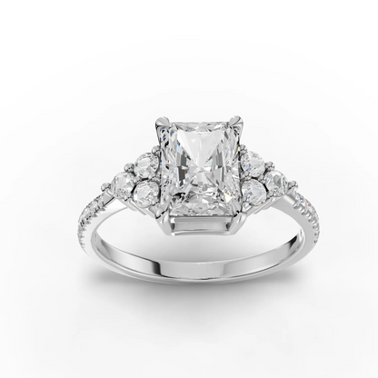 1.5 Carat Center Radiant Cut Moissanite Diamond Engagement Ring