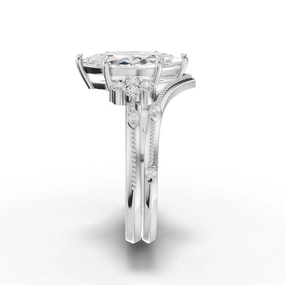 1.5 Carat Center Marquise Cut Moissanite Diamond Engagement Ring