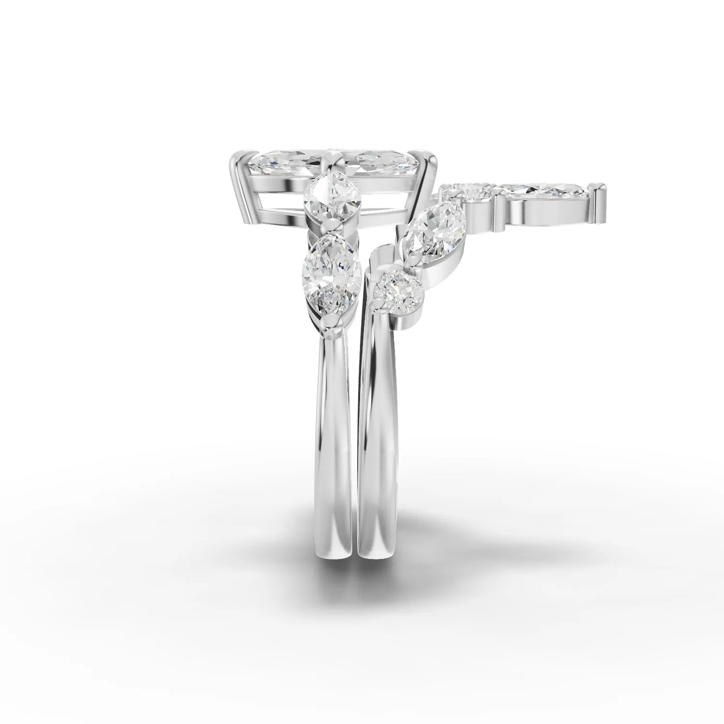 1 Carat Center Marquise Cut Moissanite Diamond Engagement Ring