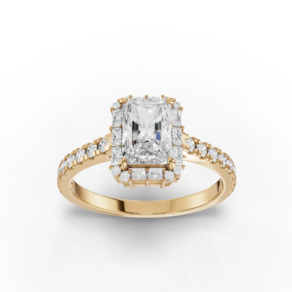 1 Carat Center Radiant, Baguette Cut Moissanite Diamond Engagement Ring
