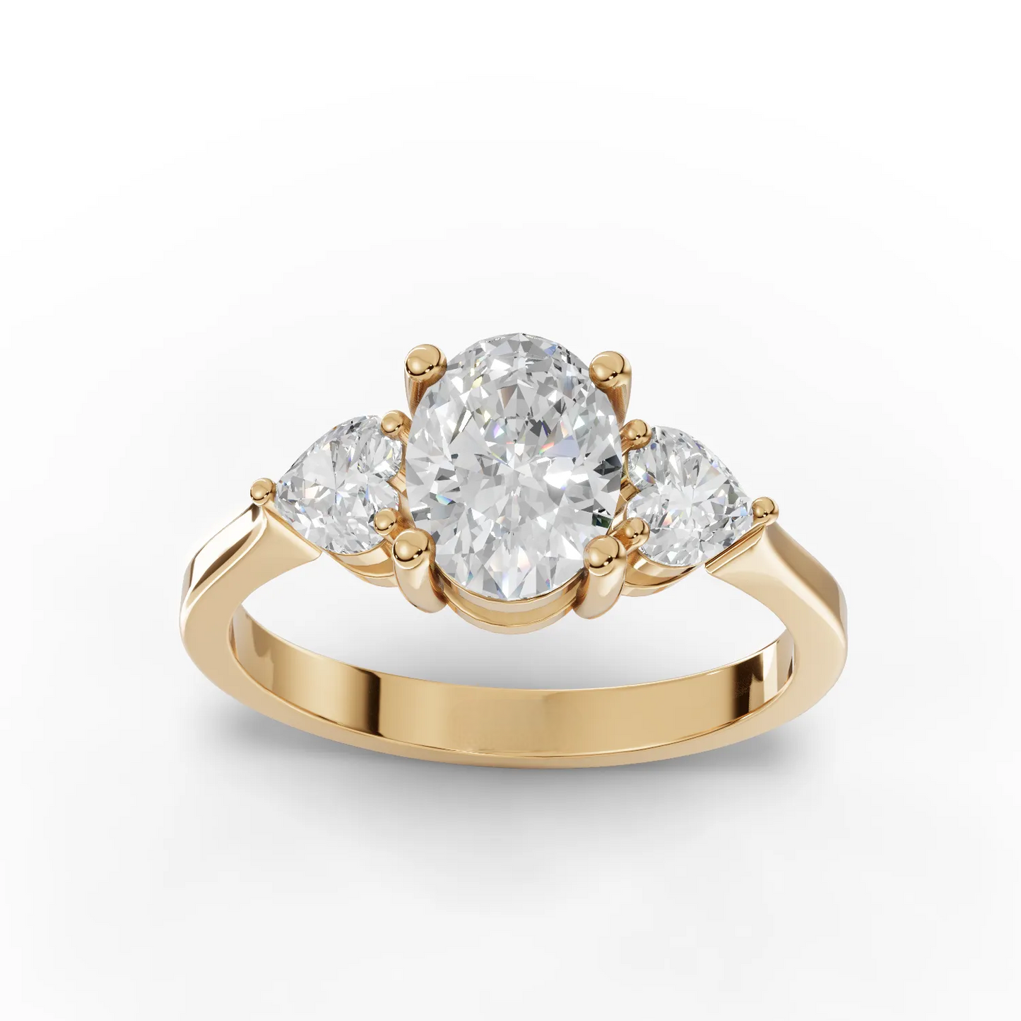 1 Carat Center Oval, Heart Cut Moissanite Diamond Engagement Ring