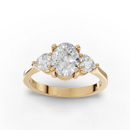 1 Carat Center Oval, Heart Cut Moissanite Diamond Engagement Ring
