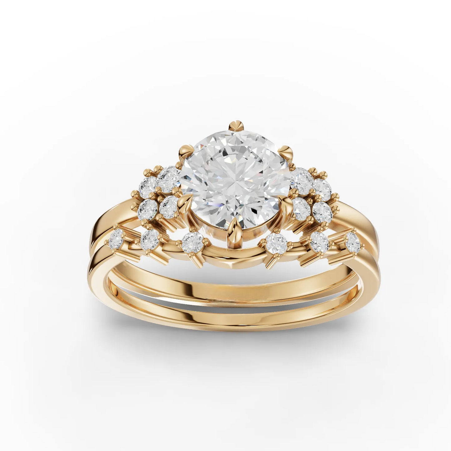 1 Carat Center Round Cut Moissanite Diamond Engagement Ring