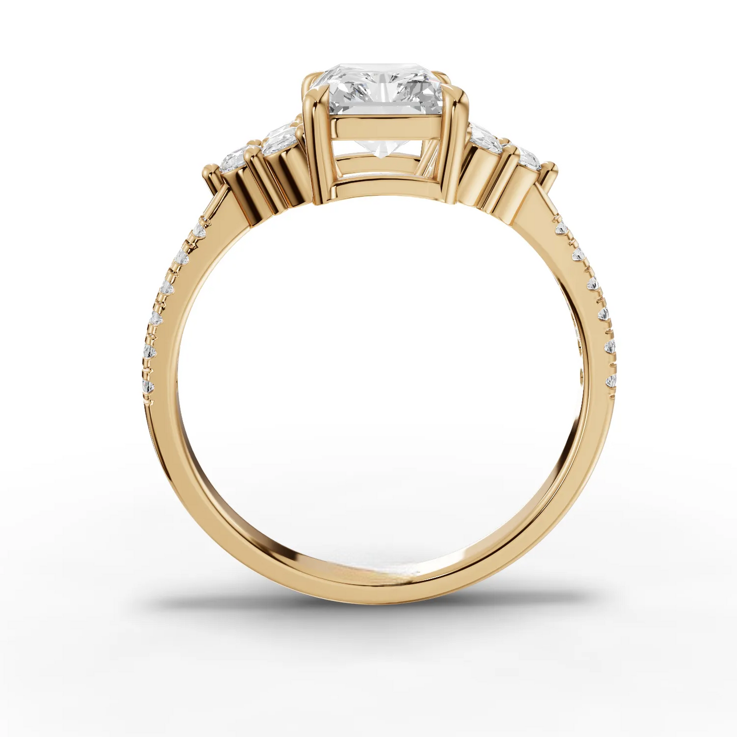 1.5 Carat Center Radiant Cut Moissanite Diamond Engagement Ring