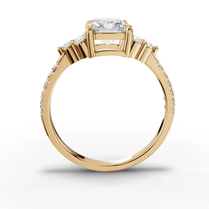 1.5 Carat Center Radiant Cut Moissanite Diamond Engagement Ring