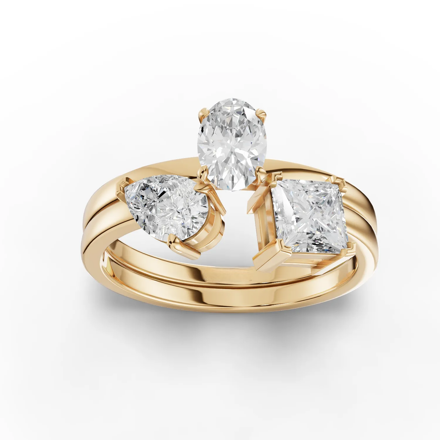 1.30 Carat Three-Stone Moissanite Diamond Ring Set
