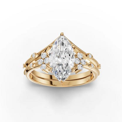 1.5 Carat Center Marquise Cut Moissanite Diamond Engagement Ring
