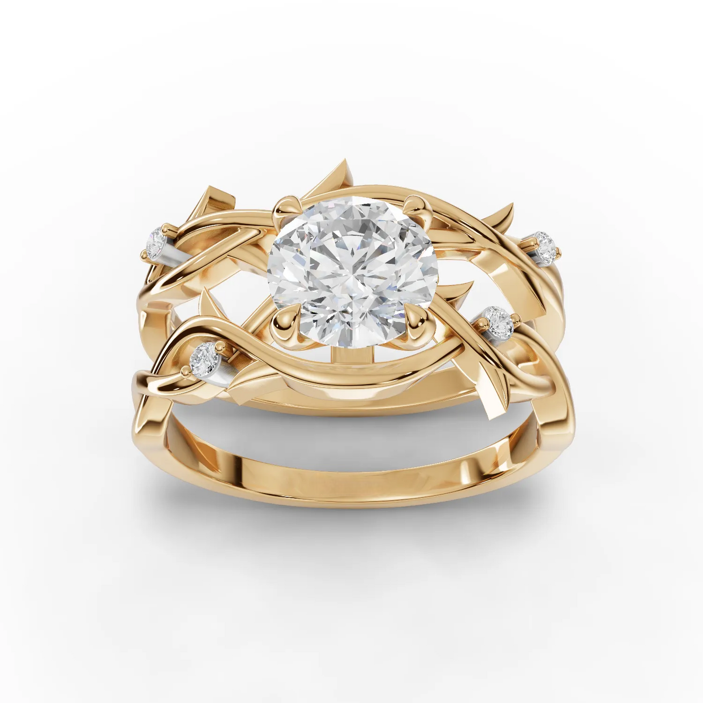 1 Carat Center Round Cut Moissanite Diamond Engagement Ring