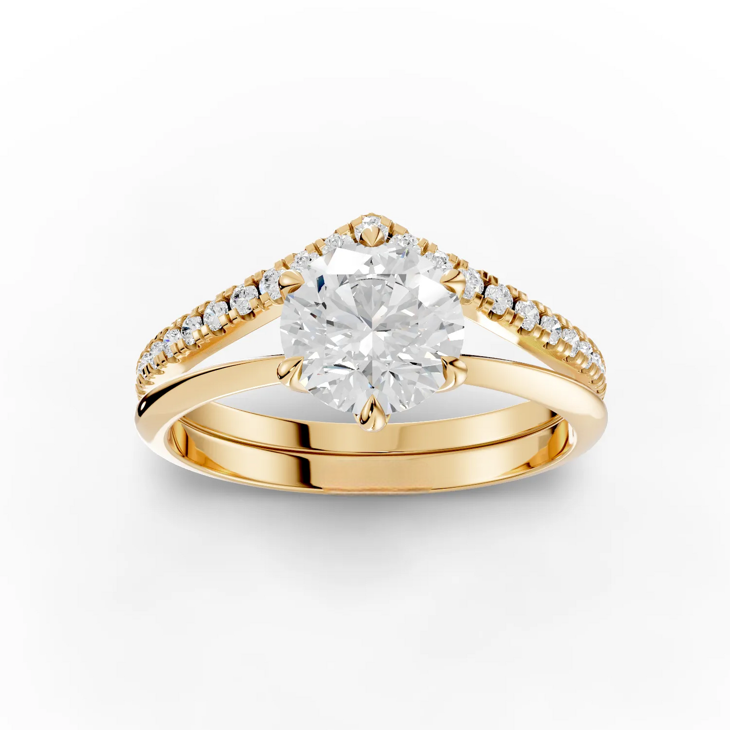 1 Carat Center Round Cut Moissanite Diamond Engagement Ring