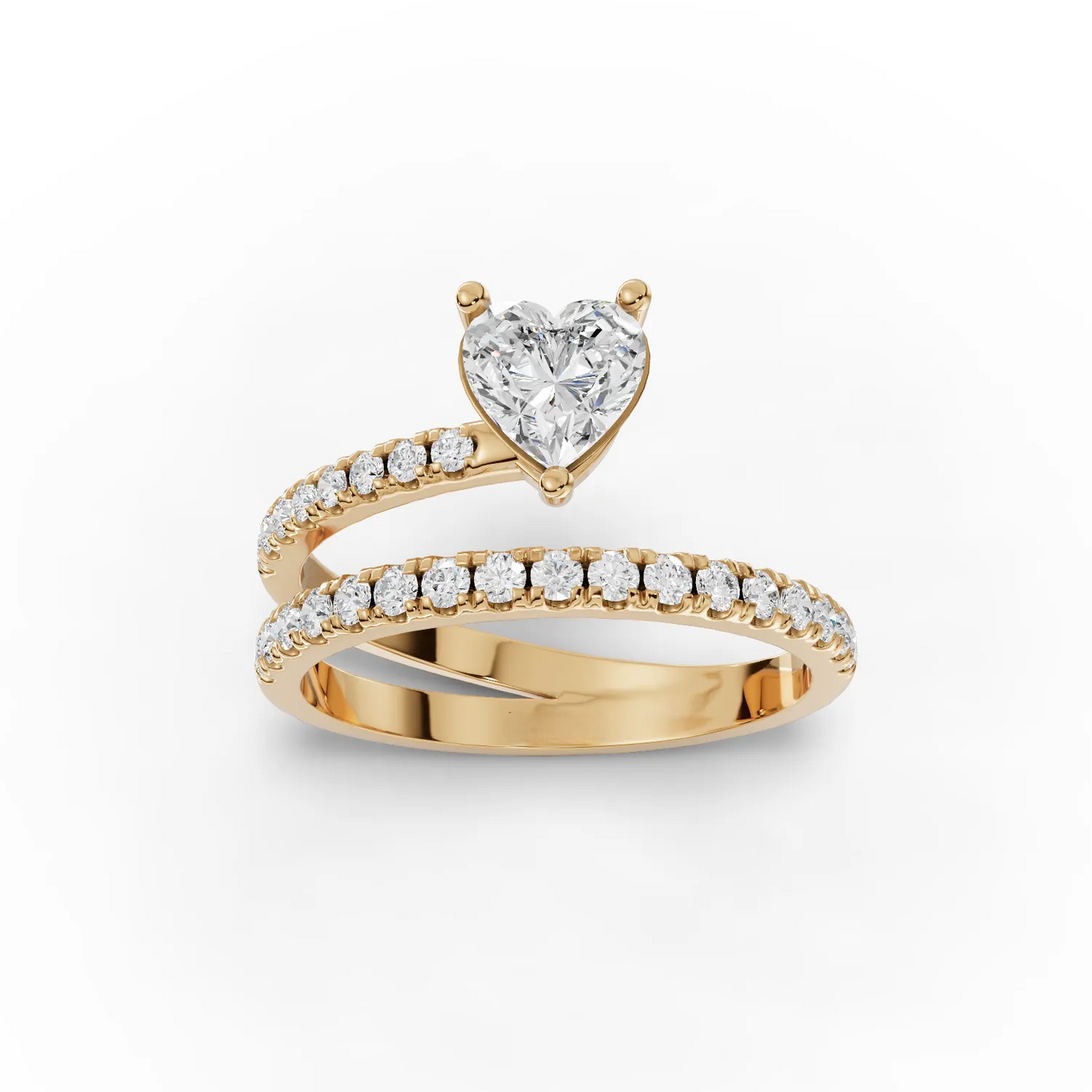 0.50 Carat Center Heart, Round Cut Moissanite Diamond Engagement Ring