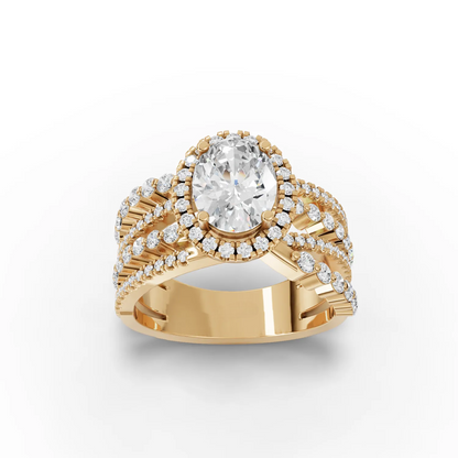 1.5 Carat Center Oval Cut Moissanite Diamond Engagement Ring