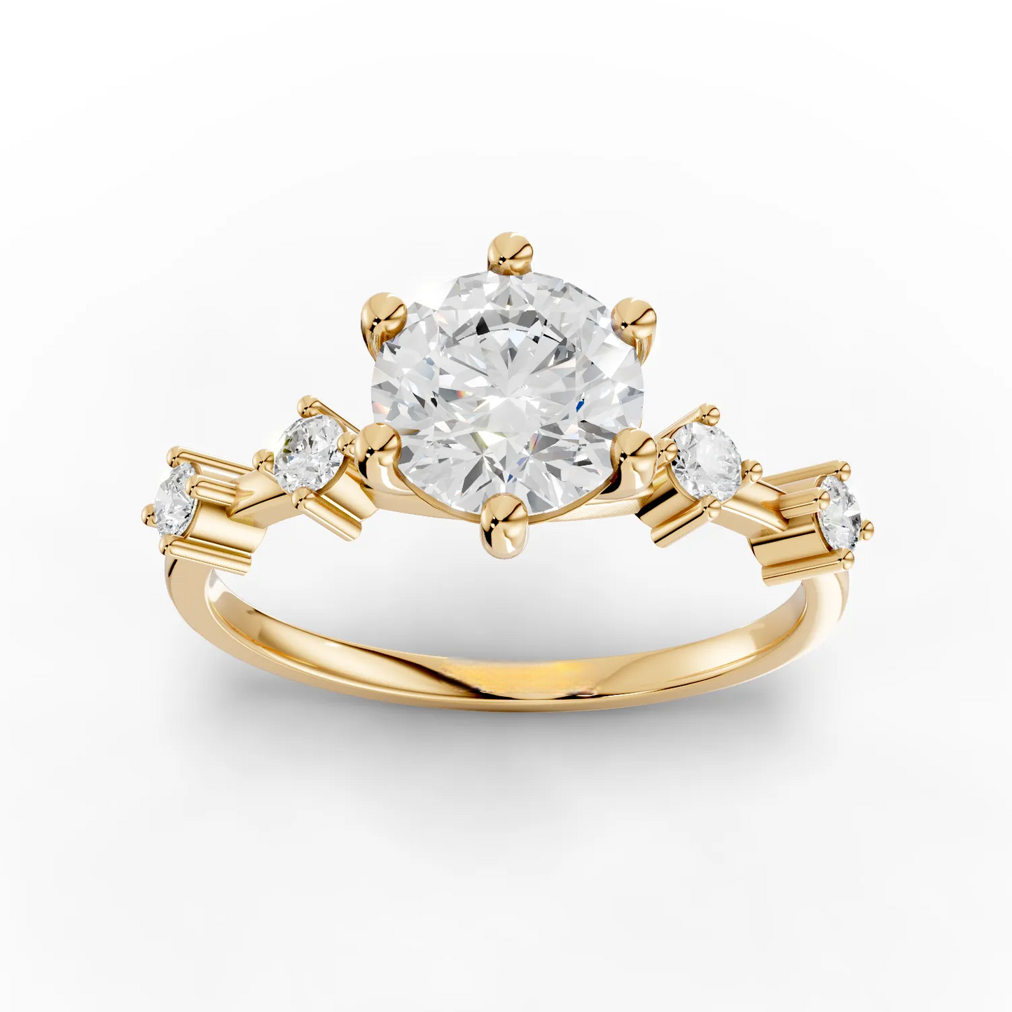 1 Carat Center Round Cut Moissanite Diamond Engagement Ring