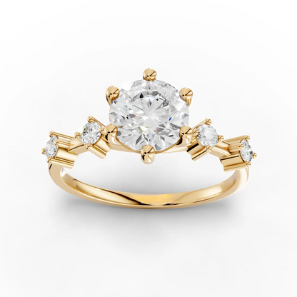 1 Carat Center Round Cut Moissanite Diamond Engagement Ring