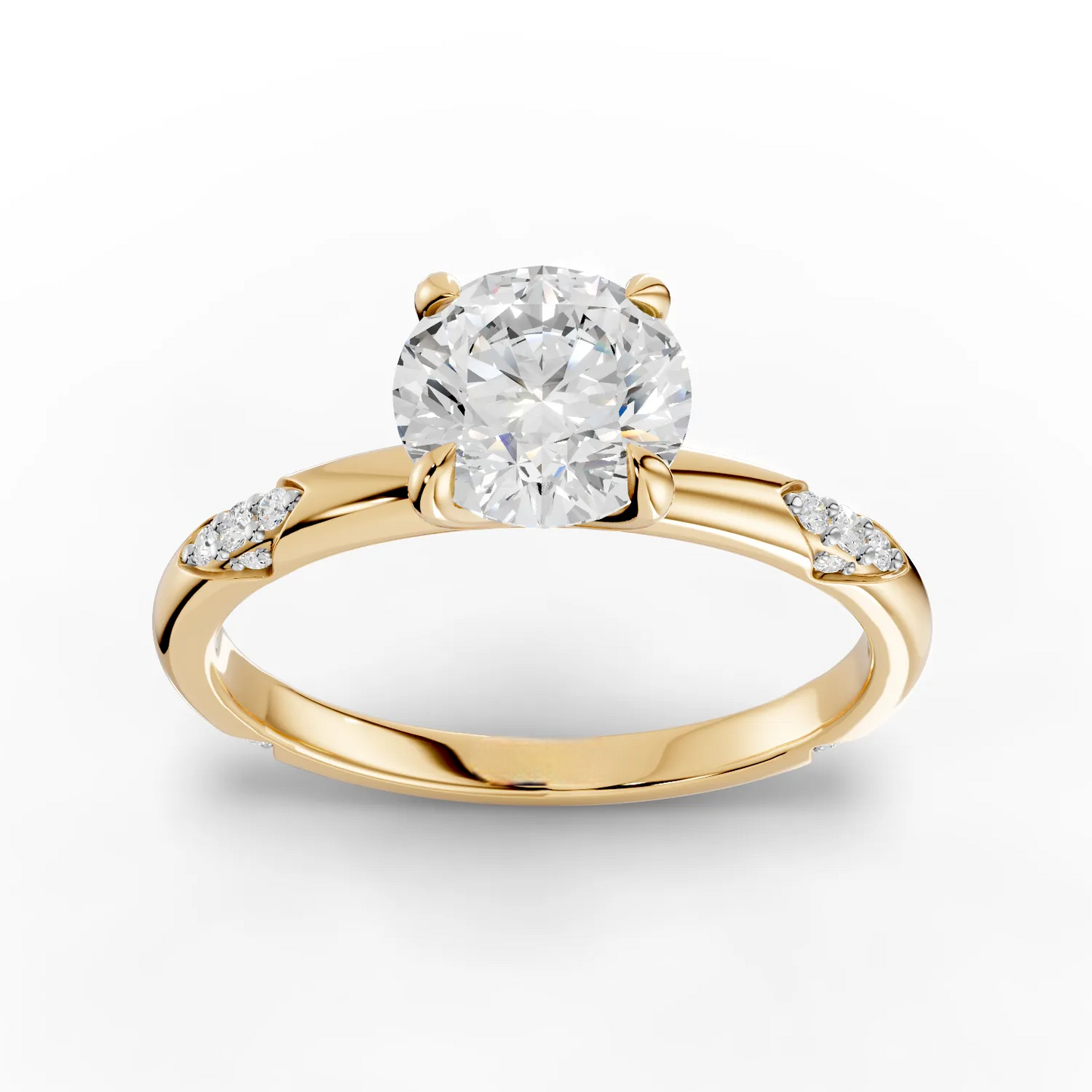 1 Carat Center Round Cut Moissanite Diamond Engagement Ring