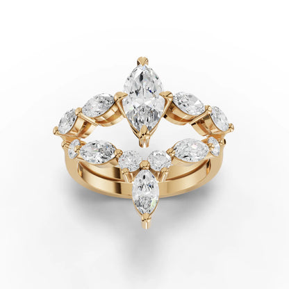 1 Carat Center Marquise Cut Moissanite Diamond Engagement Ring