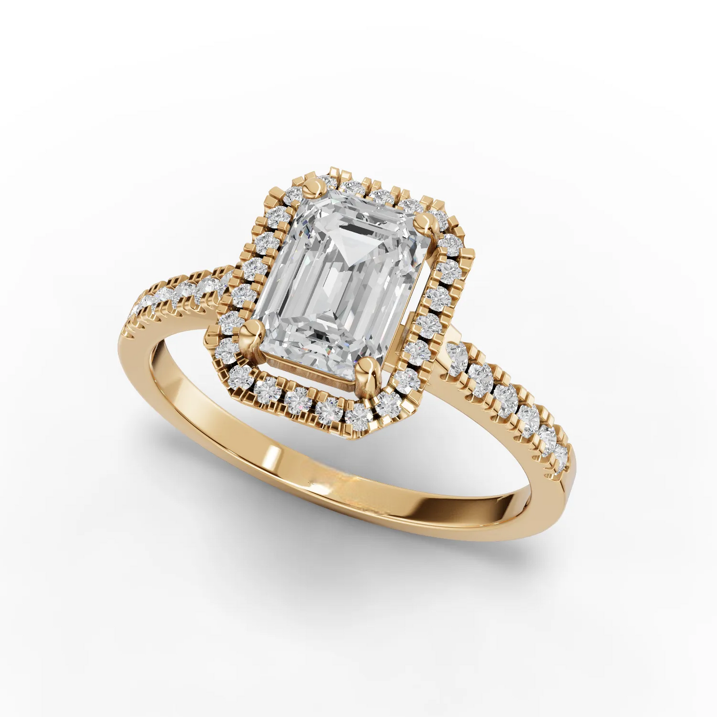1 Carat Center Emerald Cut Moissanite Diamond Engagement Ring