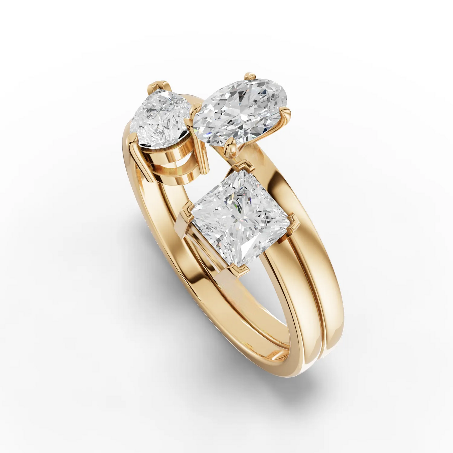 1.30 Carat Three-Stone Moissanite Diamond Ring Set