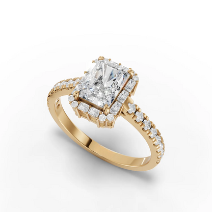 1 Carat Center Radiant, Baguette Cut Moissanite Diamond Engagement Ring