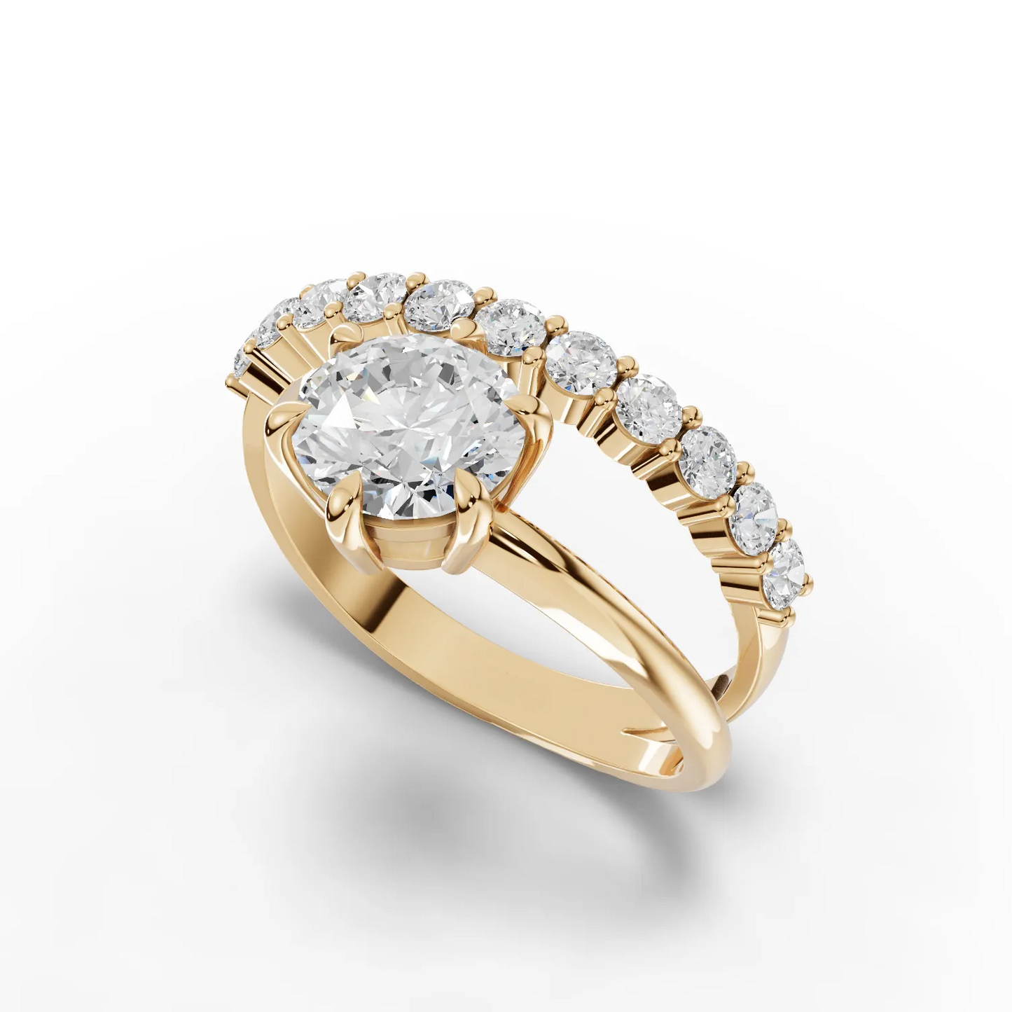 1 Carat Center Round Cut Moissanite Diamond Engagement Ring