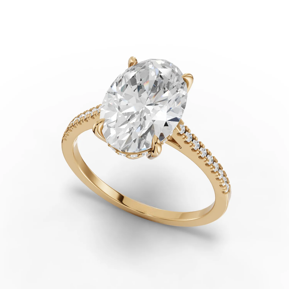3 Carat Center Oval Cut Moissanite Diamond Engagement Ring