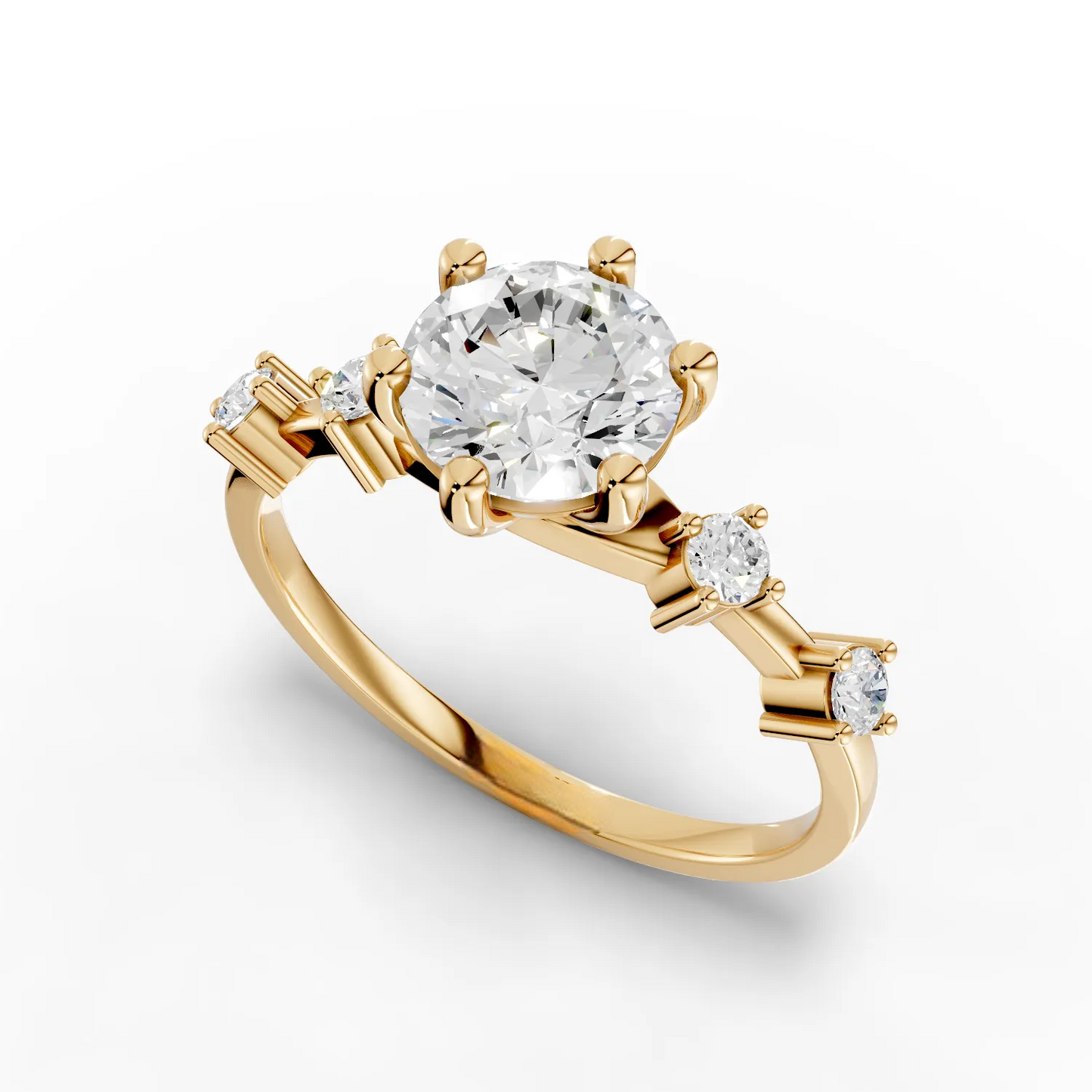 1 Carat Center Round Cut Moissanite Diamond Engagement Ring