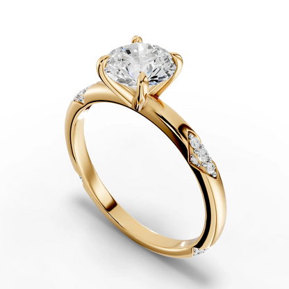 1 Carat Center Round Cut Moissanite Diamond Engagement Ring