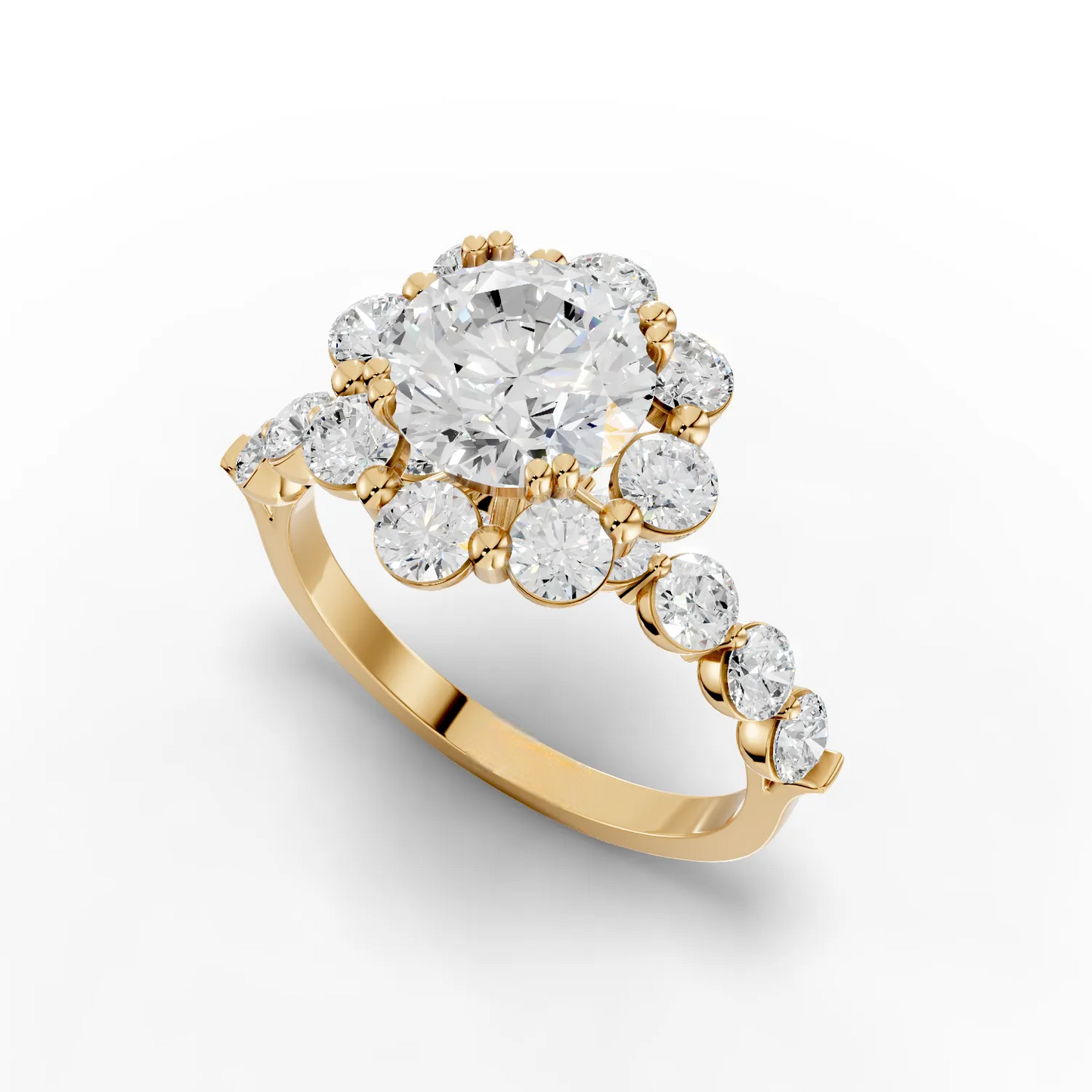 1.5 Carat Center Round Cut Moissanite Diamond Engagement Ring