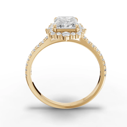 1 Carat Center Radiant, Round Cut Moissanite Diamond Engagement Ring