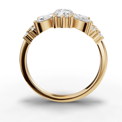 1.45 Carat Marquise, Round Cut Moissanite Diamond Engagement Ring