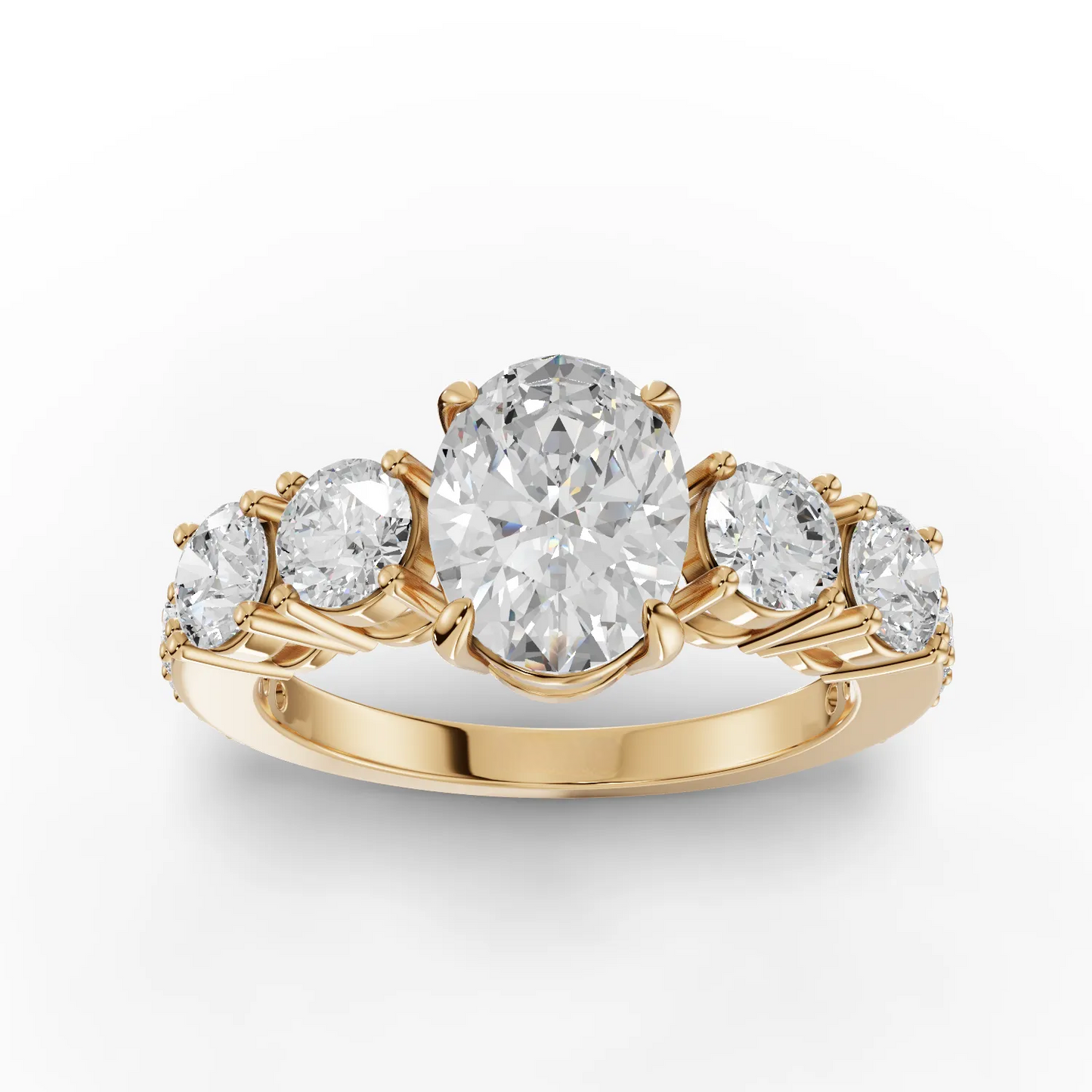 1 Carat Center Oval Cut Colorless Engagement Ring