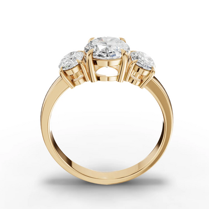 1.5 Carat Center Oval Cut Moissanite Diamond Engagement Ring
