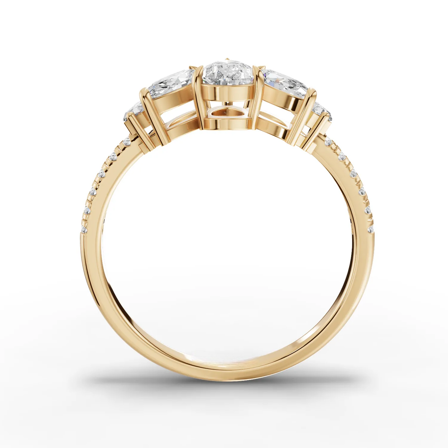 0.70 Carat Pear Cut Moissanite Diamond Three Stone Engagement Ring
