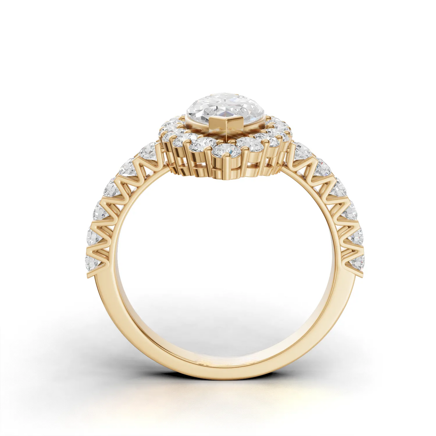 1.5 Carat Center Marquise, Round Cut Moissanite Diamond Engagement Ring