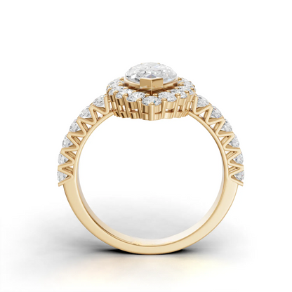 1.5 Carat Center Marquise, Round Cut Moissanite Diamond Engagement Ring