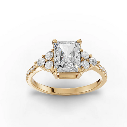 1.5 Carat Center Radiant Cut Moissanite Diamond Engagement Ring