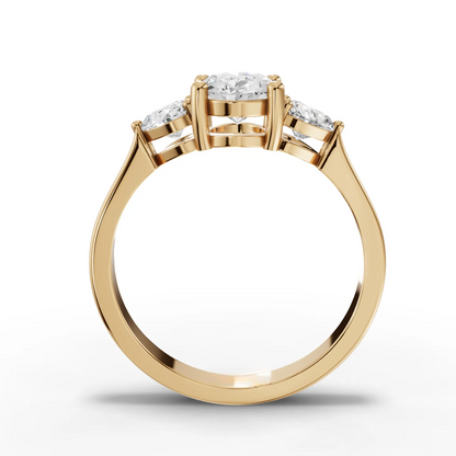 1 Carat Center Oval, Heart Cut Moissanite Diamond Engagement Ring