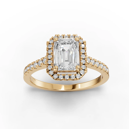 1 Carat Center Emerald Cut Moissanite Diamond Engagement Ring