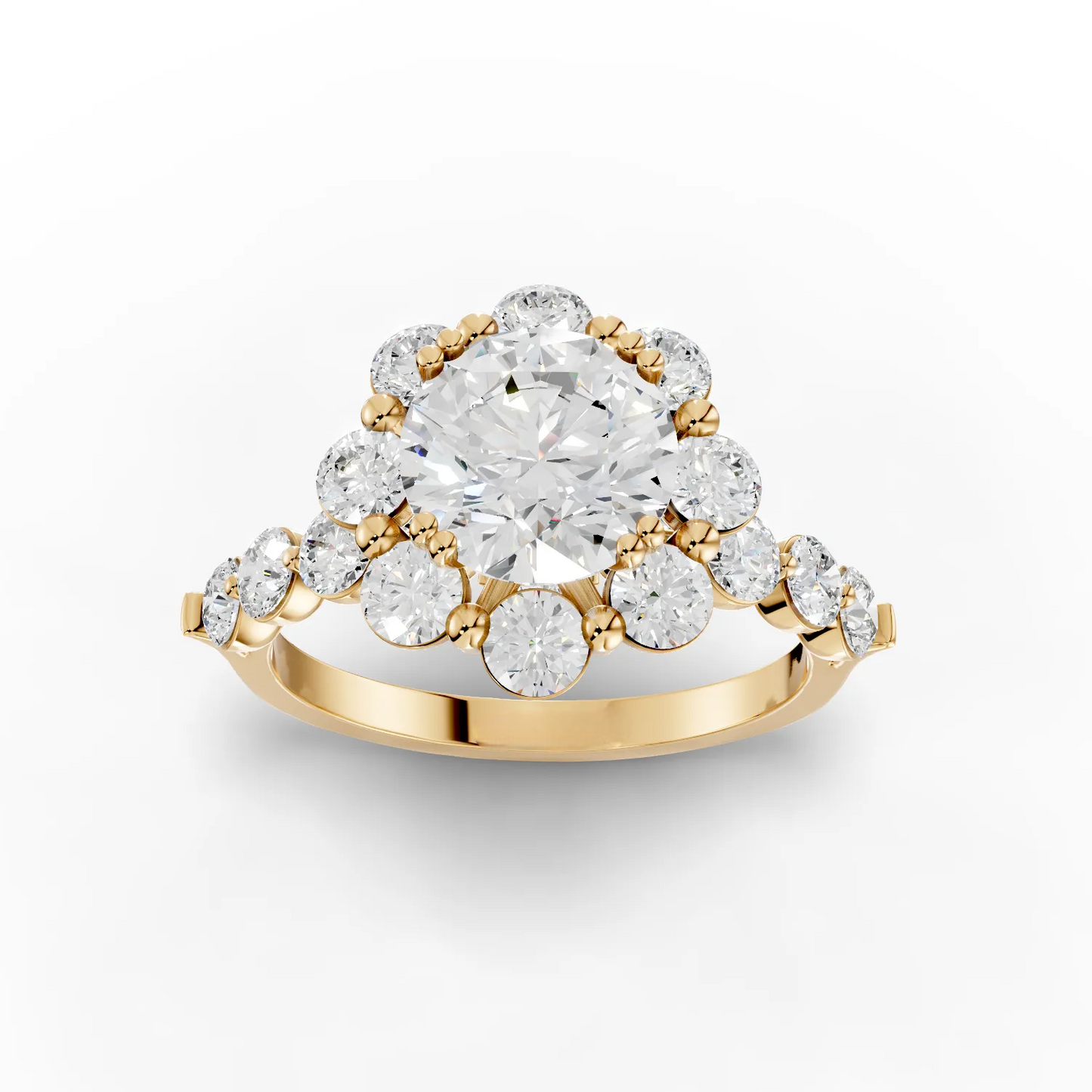 1.5 Carat Center Round Cut Moissanite Diamond Engagement Ring