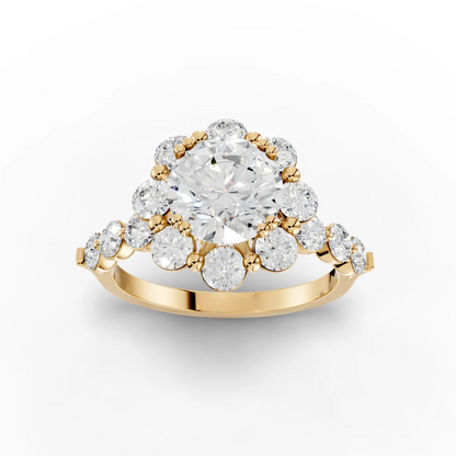 1.5 Carat Center Round Cut Moissanite Diamond Engagement Ring