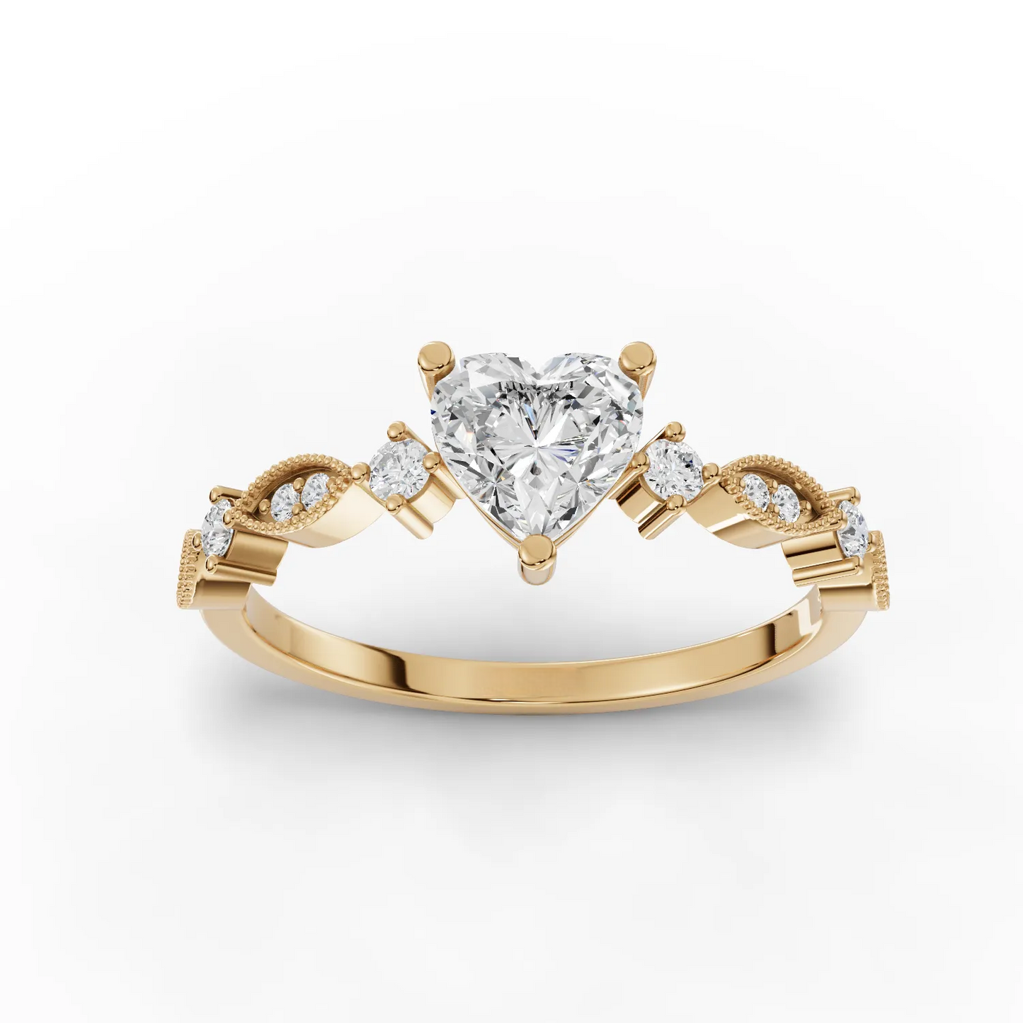 0.75 Carat Center Heart Cut Moissanite Diamond Engagement Ring