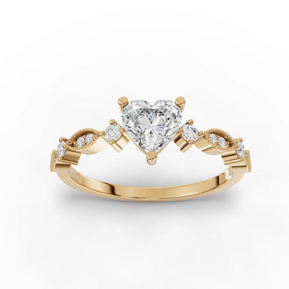 0.75 Carat Center Heart Cut Moissanite Diamond Engagement Ring